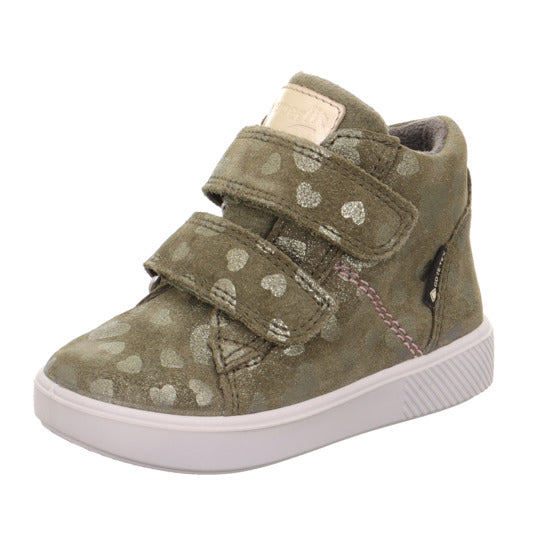 SUPERFIT GORE-TEX Knöchelschuh SUPIES 778-70 olive goldene Herzen waterproof ankle shoe with olive and gold heart design