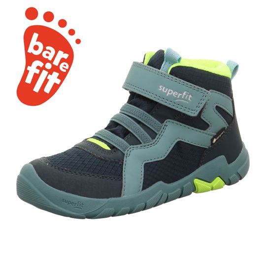 SUPERFIT GORE TEX Barfußschuh mit grün-gelbem Design, flexible Knöchelschuh für natürliche Bewegung