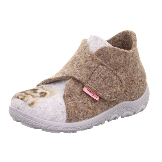 Hausschuh HAPPY OCTI 6291-40 in braun und beige, mit Faultiermotiv