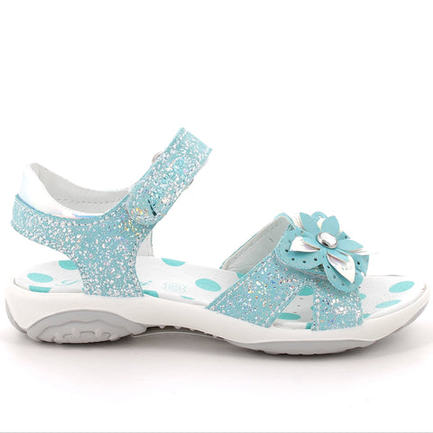 Sandale PRIMIGI BREEZE 78850-33 in türkis mit Blumenmuster, bequeme Kinderschuhe