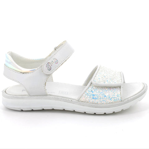  Mädchen Sandale in Weiß mit Glitzerdetails und Klettverschluss 