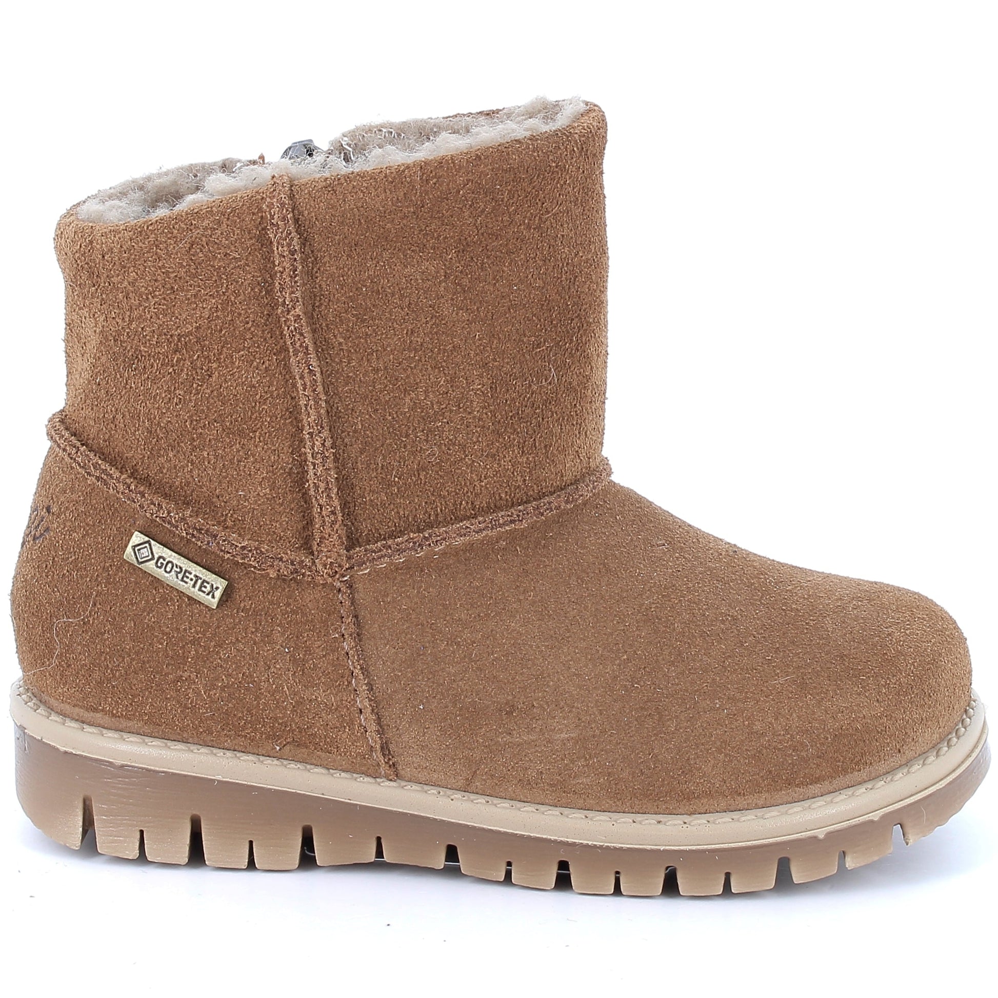 Hochwertige PRIMIGI GORE-TEX Baby Roxy Stiefel in Cognacfarbe, geeignet für kalte und nasse Wetterbedingungen