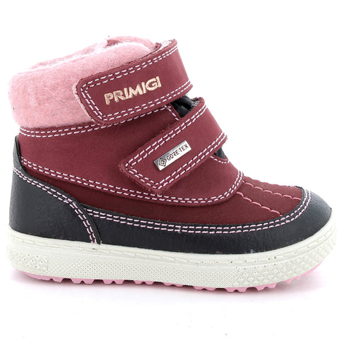 Beiger, rosa und schwarzer PRIMIGI GORE-TEX Knöchelschuh BARTH 48520-22 mit Klettverschluss, Nubukleder und wasserdichter Gore-Tex-Technologie