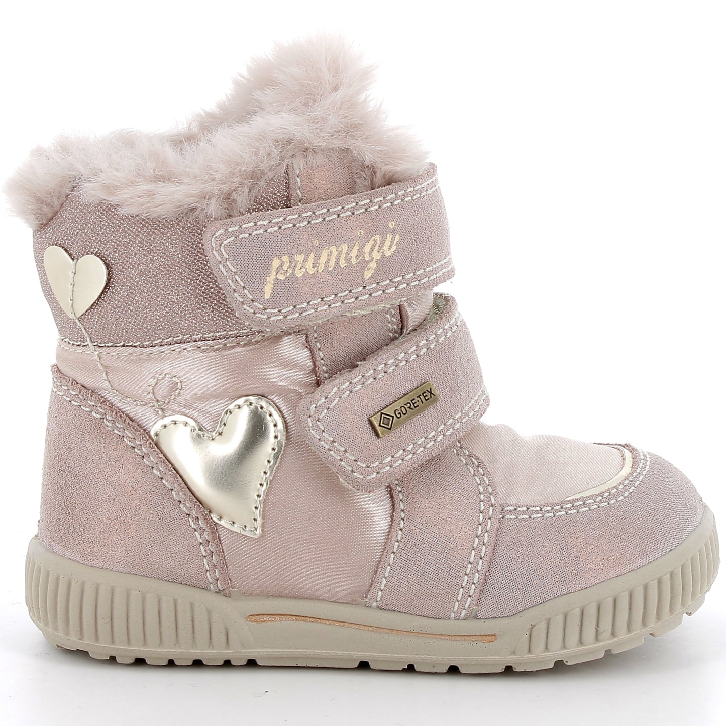 Damen- oder Kinderschuh aus wasserabweisendem GORE-TEX-Material in Nude mit Glitzer-Details, ideal für kalte und nasse Tage