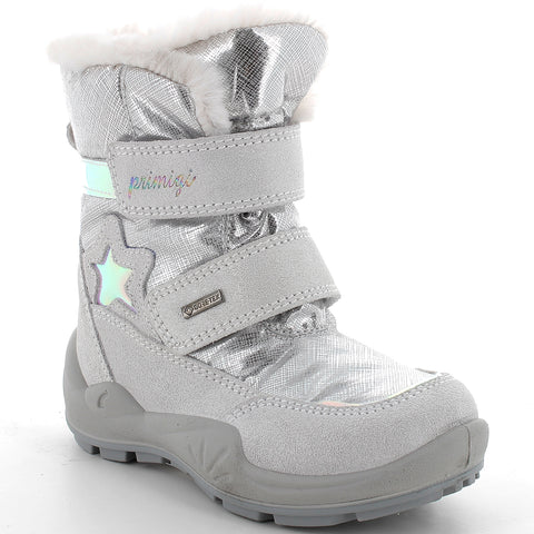 Hochwertige Primigi GORE-TEX Stiefel in Grau, Silber und Stern mit robustem Design für wetterfesten Schutz