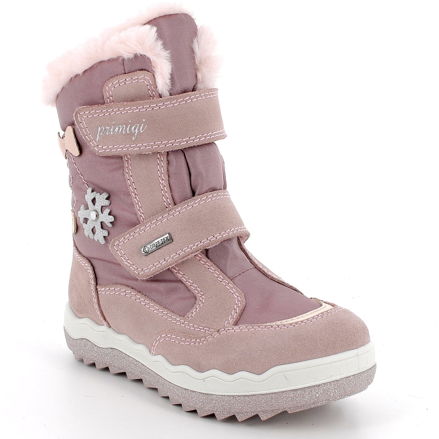 Rosa GORE-TEX Kinderschuhe mit Schneeflocken-Design für wasserdichten Komfort