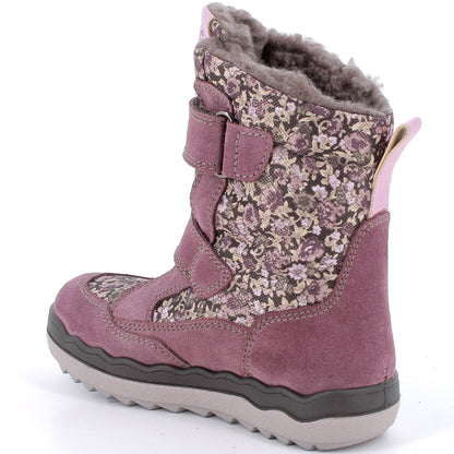 Kinderstiefel PRIMIGI FROZEN mit Gore-Tex-Membran, in malve und mit floralem Muster, perfekt für winterliche Abenteuer