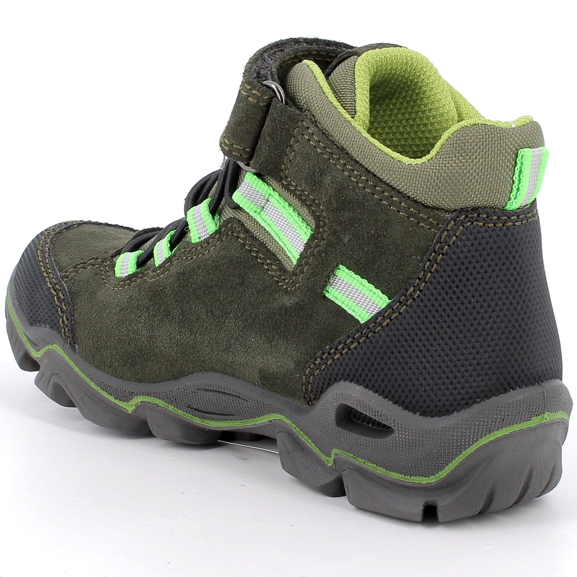 Damen- oder Herrenschuh von Primigi mit GORE-TEX, Oliv und Neongrün, knöchelhoch, wasserdicht und atmungsaktiv