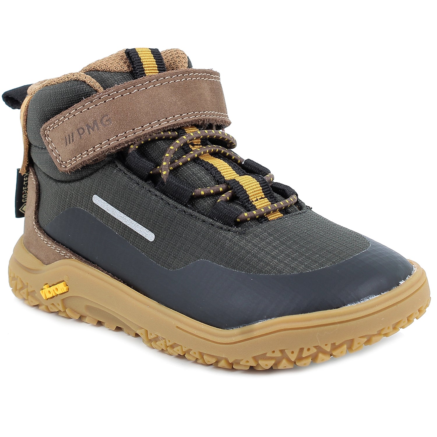 Robuster Primigi GORE-TEX Knöchelschuh GRANDER aus Oliv und Braun mit atmungsaktiver Gore-Tex-Technologie