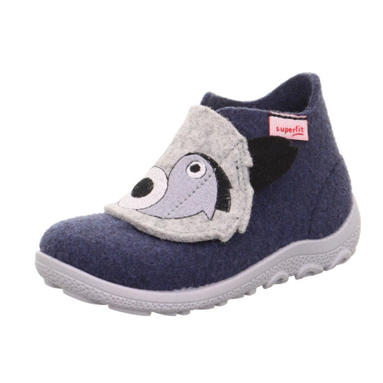 SUPERFIT Hausschuh HAPPY 6295-801 in Navy, Grau und Wolf mit weichem Innenfutter für komfortables Tragen