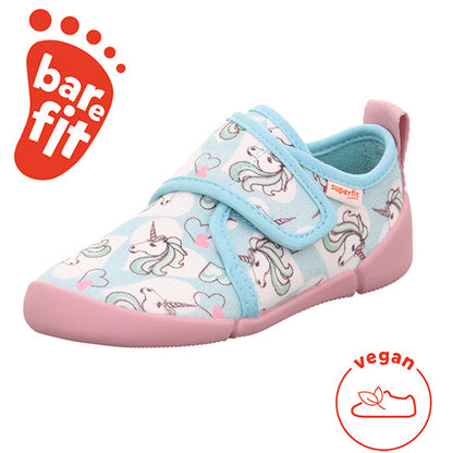 SUPERFIT Barfuß Hausschuh VENTI 6700-75 - türkis / rosa / Einhörner