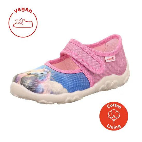 SUPERFIT Hausschuh BONNY 281-556, rosa Einhorn, Klettverschluss, weiße Sohle