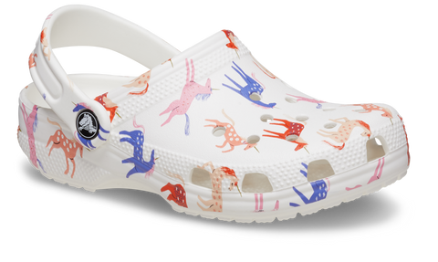 Colorful toddler classic character print clog featuring an adorable unicorn design