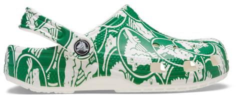 Kids' classic Duke print clog in white and green for active play