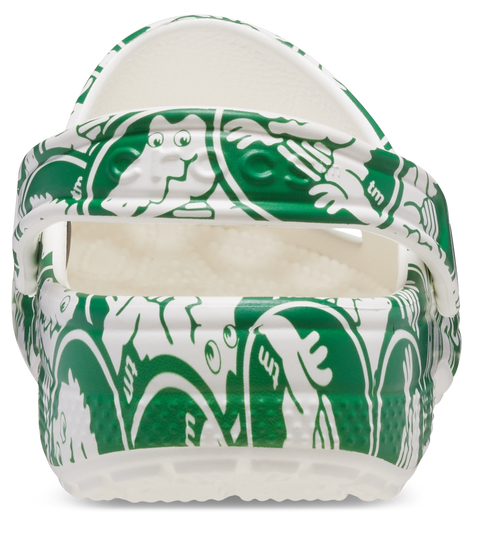 Side view of Kids' Classic Duke Print Clog featuring secure heel strap and comfortable fit