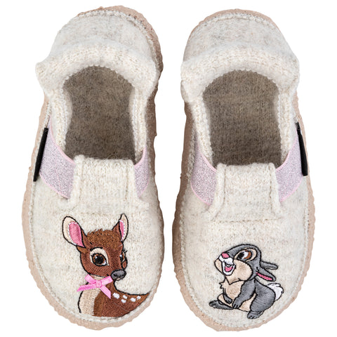 NANGA Hausschuh 25-0484-10 - beige / Bambi: Comfortable beige slippers with Bambi design