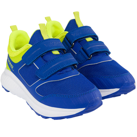 Aerial view of VIKING WATERSHIELD TEX Halbschuh AERY WP 2V in royal blue and neon yellow 