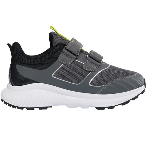 High-performance waterproof hiking shoe in anthracite, black, and neon yellow