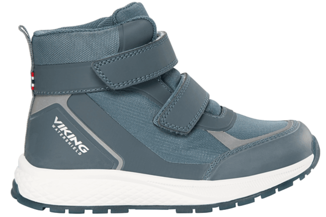 Robuster Knöchelschuh in hellgrau von VIKING TEX mit wasserabweisender Oberfläche und GLOW-Leuchtfunktion