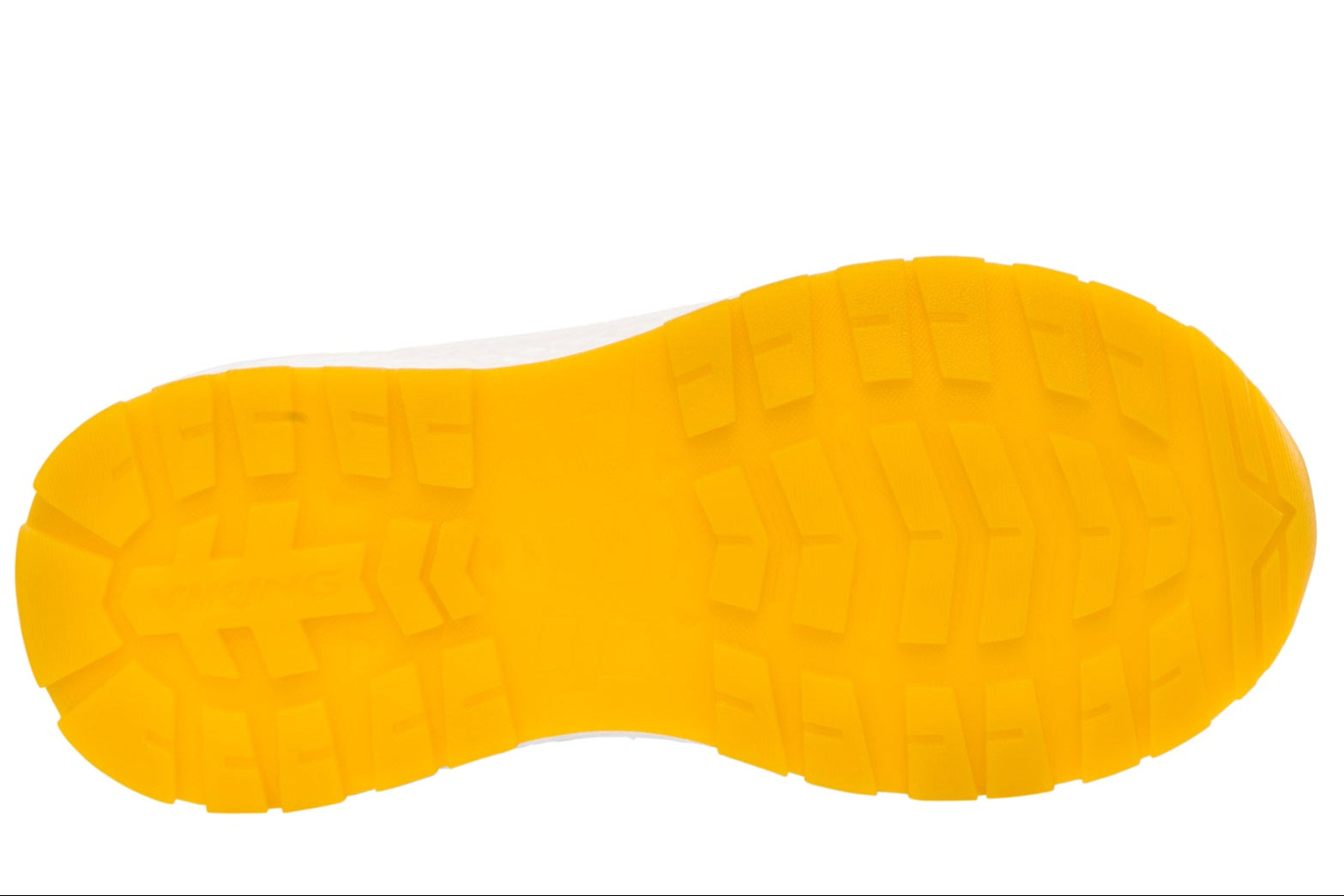 Vorderansicht des Knöchelschuhs mit atmungsaktivem Obermaterial in Curryfarben und gelben Akzenten