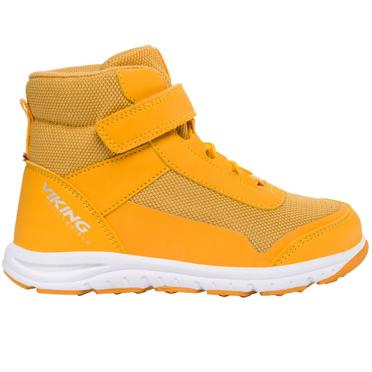 VIKING TEX KNÖCHELSCHUH KNAPPER MID WP - curry hiking boot on rocky terrain