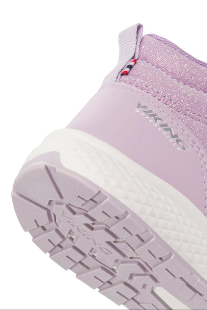 Kinderstiefel in Lila mit wasserdichter Verarbeitung, BOUNCY MID WP 2V Technologie und modischem Glitzerelement