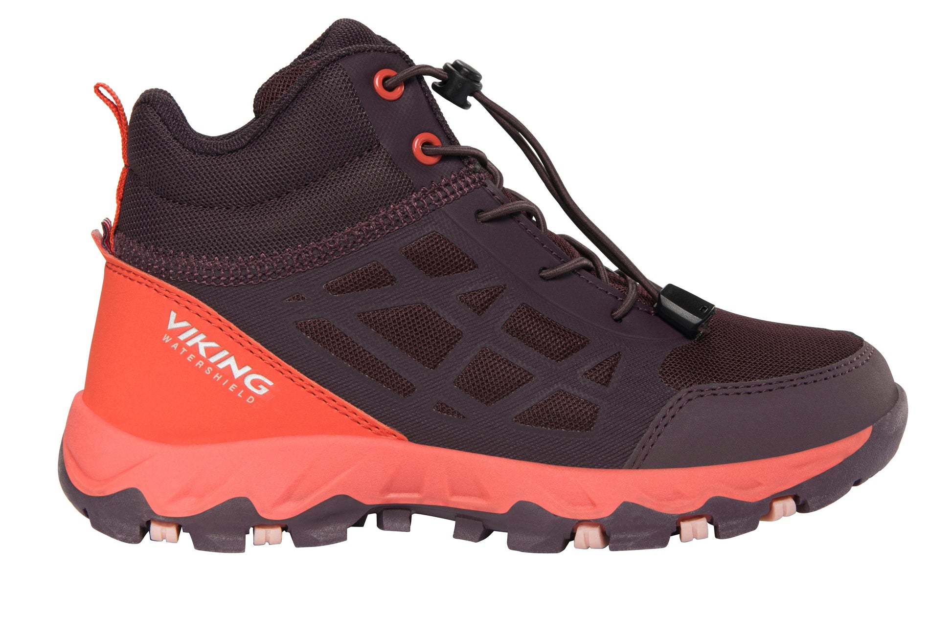 VIKING TEX Knöchelschuh TRACK MID SL in pflaume und rot mit wetterfester Membran
