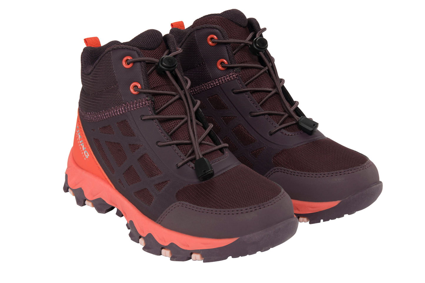 VIKING TEX Knöchelschuh TRACK MID SL in pflaume mit roten Akzenten, aus langlebigem Material für Outdoor-Aktivitäten