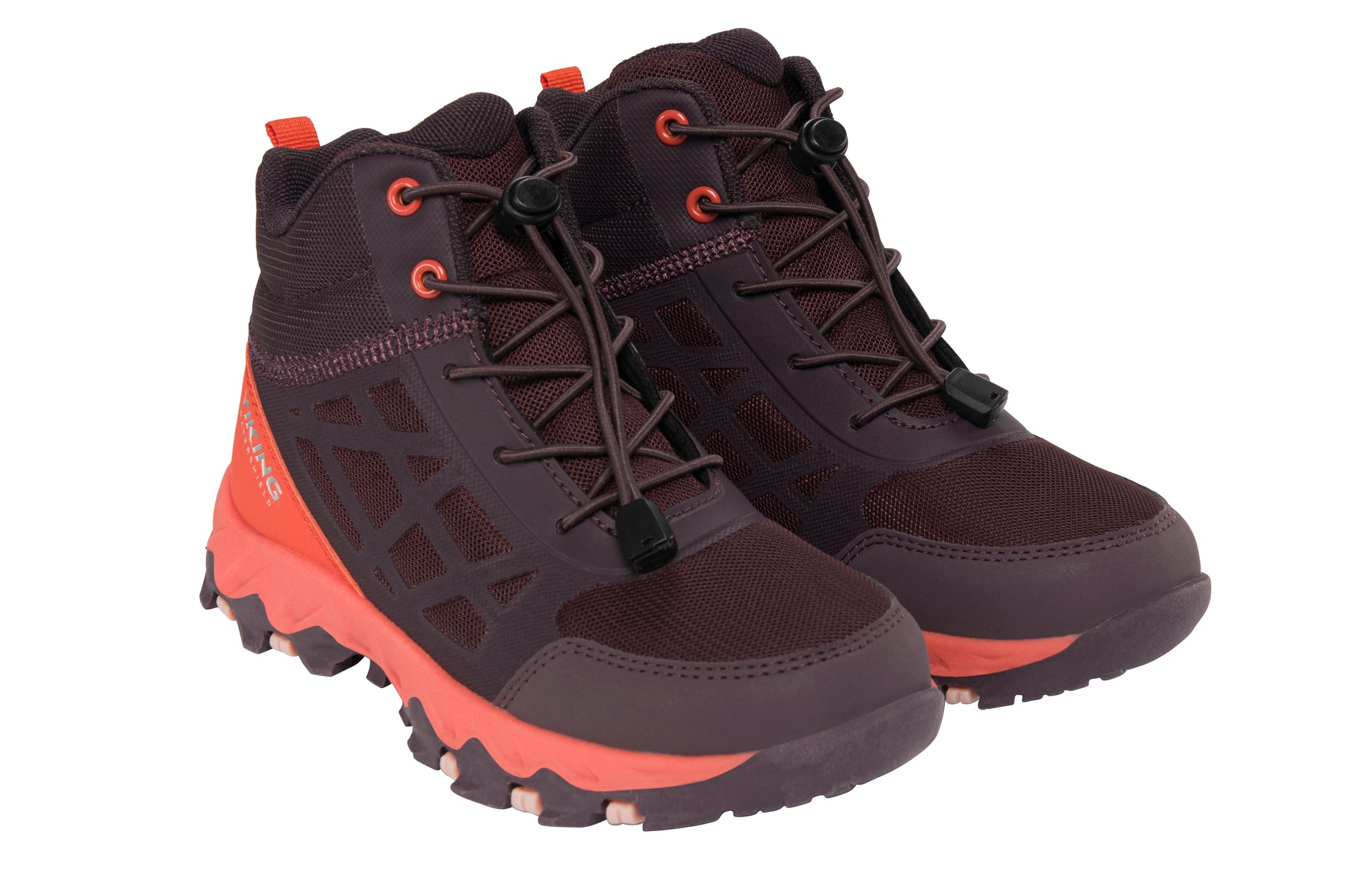 VIKING TEX Knöchelschuh TRACK MID SL in pflaume mit roten Akzenten, aus langlebigem Material für Outdoor-Aktivitäten