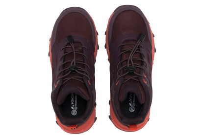 VIKING TEX Knöchelschuh TRACK MID SL in pflaume und rot, perfekt für Wanderungen bei schlechtem Wetter