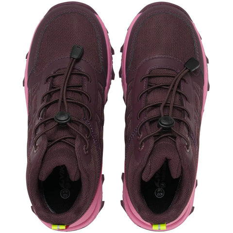 Draufsicht: VIKING TEX Knöchelschuh TRACK MID SL in pflaume/pink; zwei Schuhe sichtbar.