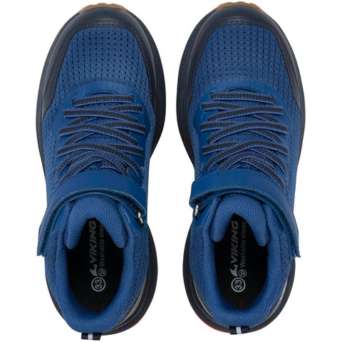 Ansicht von oben: 2 blaue VIKING TEX Knöchelschuh FLOW MID WP 1V, Mesh-Obermaterial, Schnürung