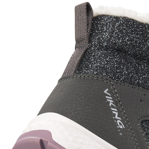 VIKING TEX Knöchelschuh EQUIP WARM WP 2V in anthrazit and flieder colors with Glitzer accents, a durable and stylish winter shoe for outdoor activities
