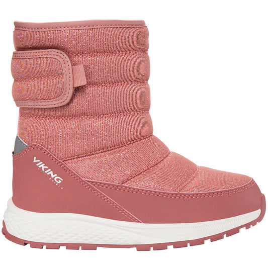 VIKING TEX Stiefel EQUIP PULL-ON WARM 1V - ALTROSA / GLITZER is a pair of stylish and comfortable pull-on boots in a beautiful pink color with glitter details, perfect for keeping your feet warm and fashionable during the colder months