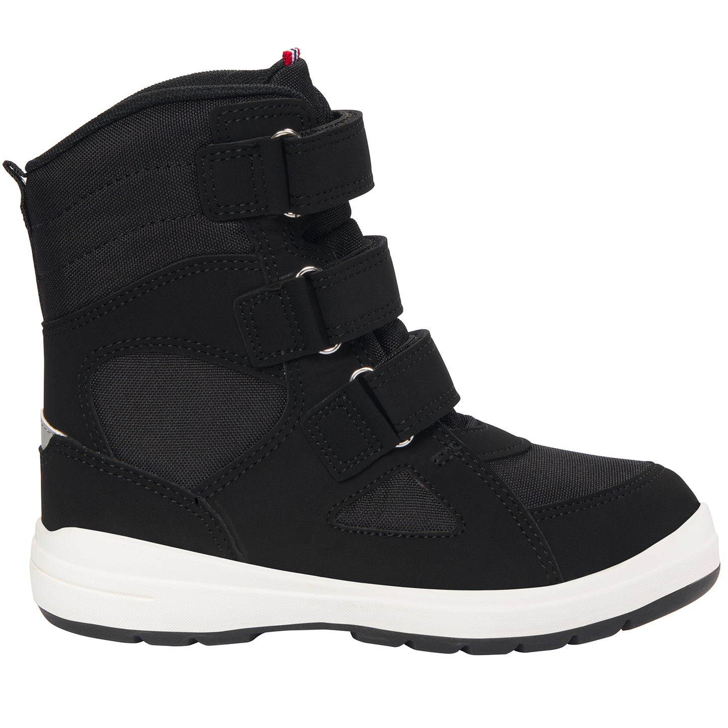 Detaillierte Ansicht des schwarzen VIKING TEX FUN WARM WP 3V Stiefels mit isolierendem Innenfutter