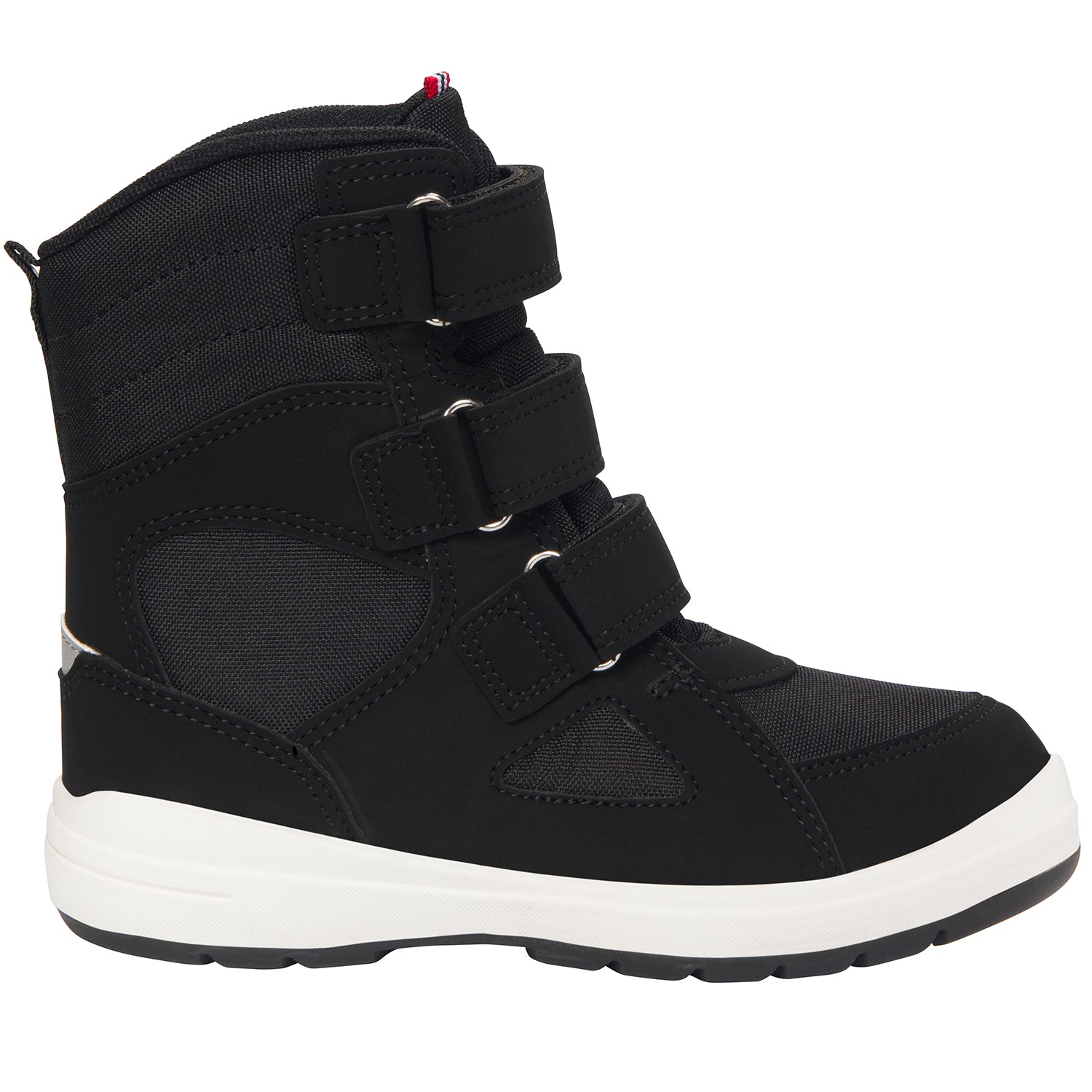 Detaillierte Ansicht des schwarzen VIKING TEX FUN WARM WP 3V Stiefels mit isolierendem Innenfutter