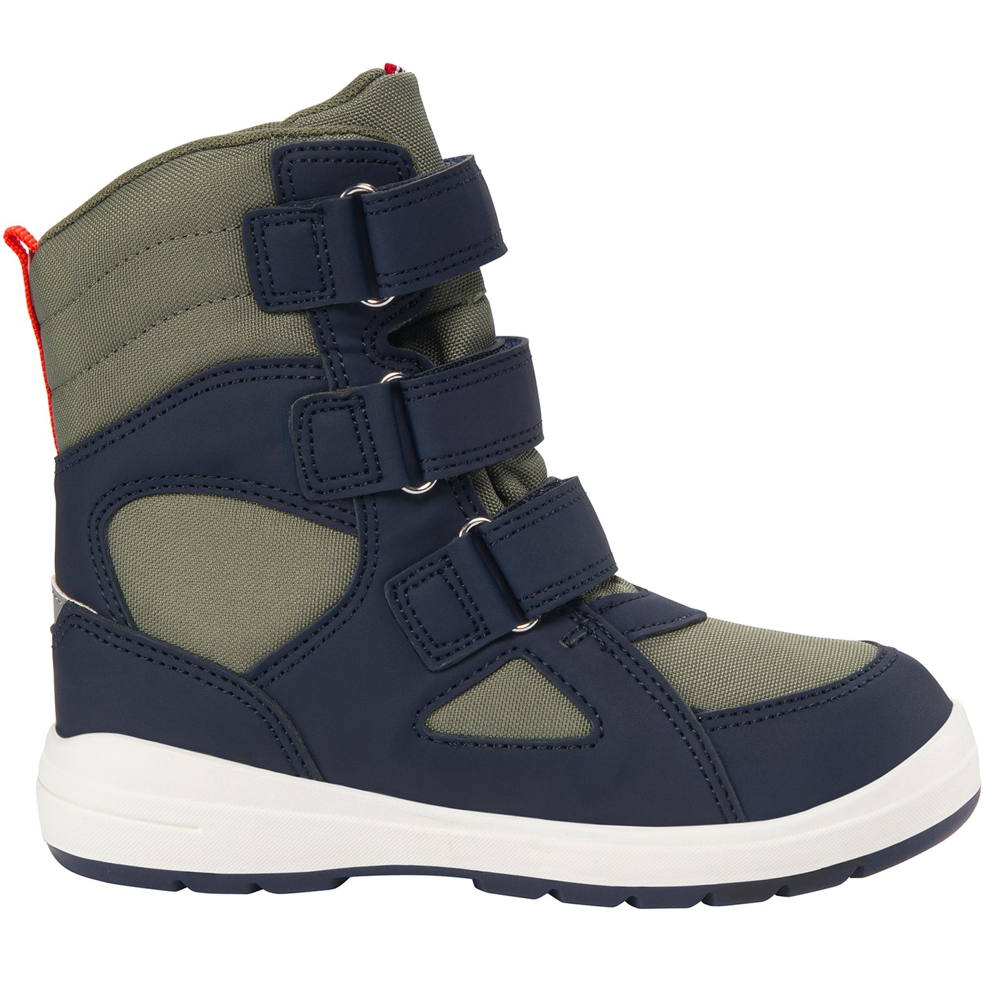 Robuste VIKING TEX Fun Warm WP 3V Stiefel in Navy und Oliv, ideal für winterliche Bedingungen