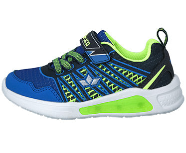 High-performance LICO Sportschuh BLINKY BOY 300255 in blue, black, and neon yellow, perfect for young athletes and outdoor enthusiasts
