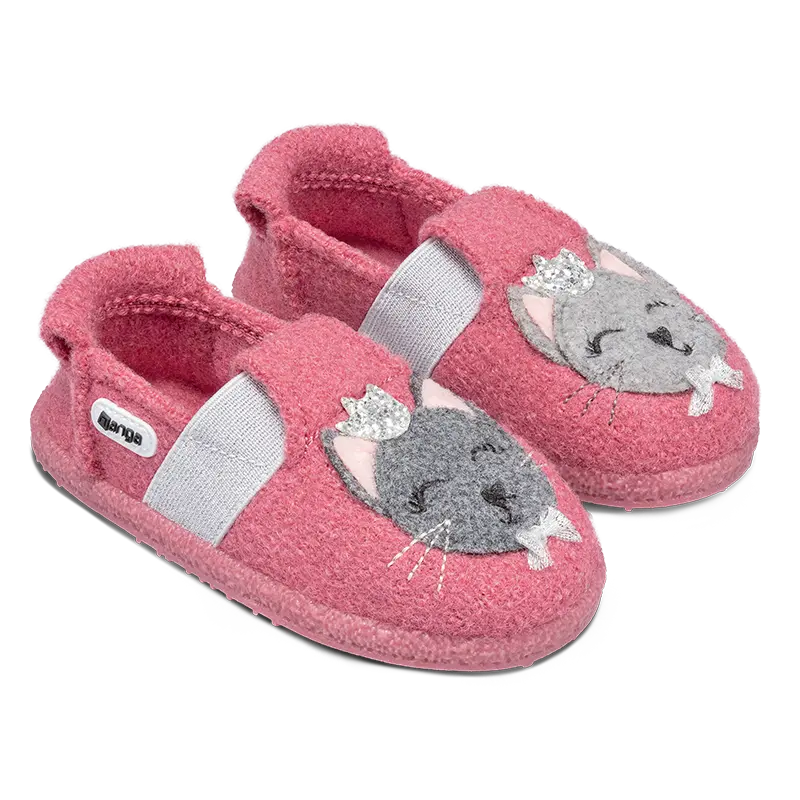NANGA Hausschuh 31-0422-29 in Azalee mit Katze-Design, weiches Material für gemütlichen Komfort