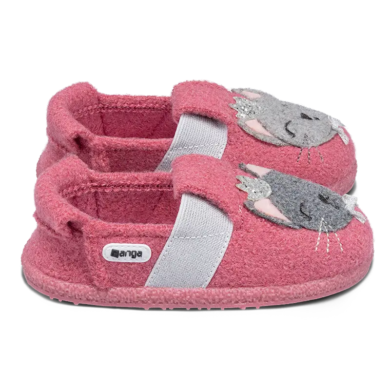 Warmer NANGA Hausschuh 31-0422-29 mit Azalee-Farbe und Katzenmotiv, perfekt für kalte Tage