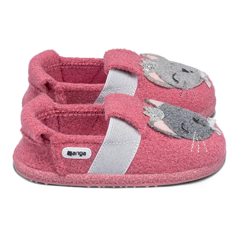 Warmer NANGA Hausschuh 31-0422-29 mit Azalee-Farbe und Katzenmotiv, perfekt für kalte Tage