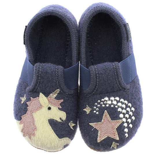 LIVING KITZBÜHEL Hausschuh 4020/549 - blau / Einhorn 