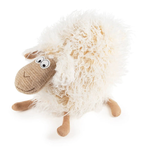 Seitenansicht des Sigikid BEASTS Wish Moppel Stofftiers, beiges Fell mit weißem Flausch und brauner Schnauze.