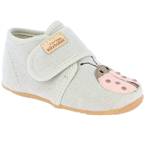 LIVING KITZBÜHEL Hausschuh 4502/215 - beige / Marienkäfer cozy indoor slipper with adorable ladybug design on beige background
