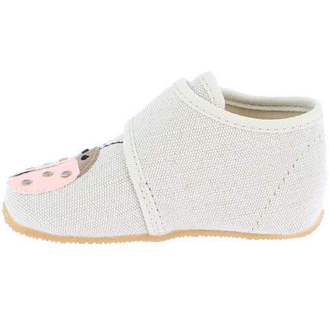 LIVING KITZBÜHEL Hausschuh 4502/215 - beige / Marienkäfer - cozy beige slippers with adorable ladybug design on white background