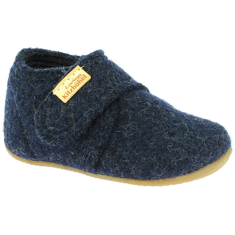 LIVING KITZBÜHEL Hausschuh 4609/0590 - nachtblau cozy wool slipper 
with blue knit design and sturdy sole for indoor wear