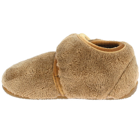 Soft and luxurious house shoes with a brown velvet exterior