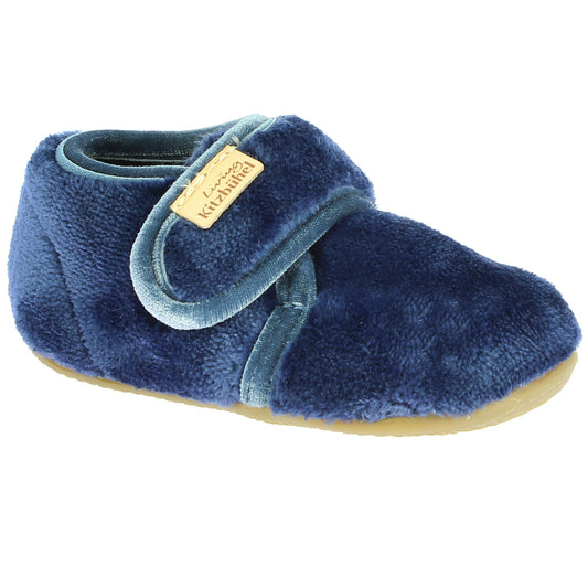 LIVING KITZBÜHEL Hausschuh 4611/0575 - royal / Samt - front view of cozy velvet slippers