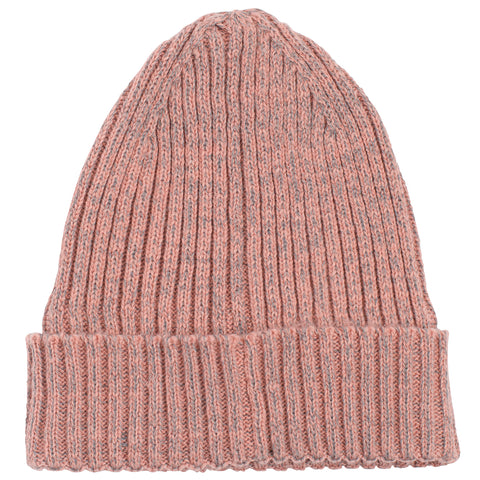  Close-up of VIKING Mütze FUN REFLEX BEANIE in altrosa, showcasing the soft knit fabric and bright reflective accents