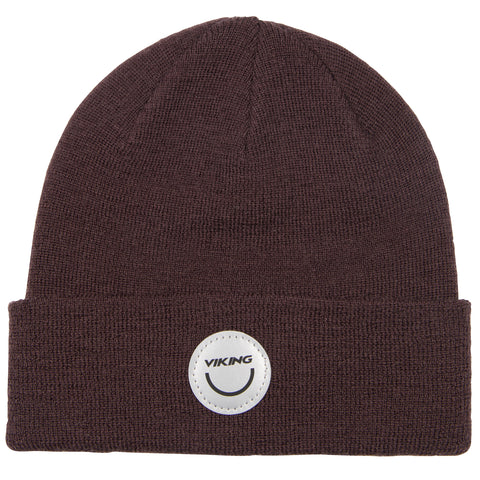 High-quality warm reflective wool beanie in vibrant plum color by VIKING Mütze PLAY WOOL BEANIE